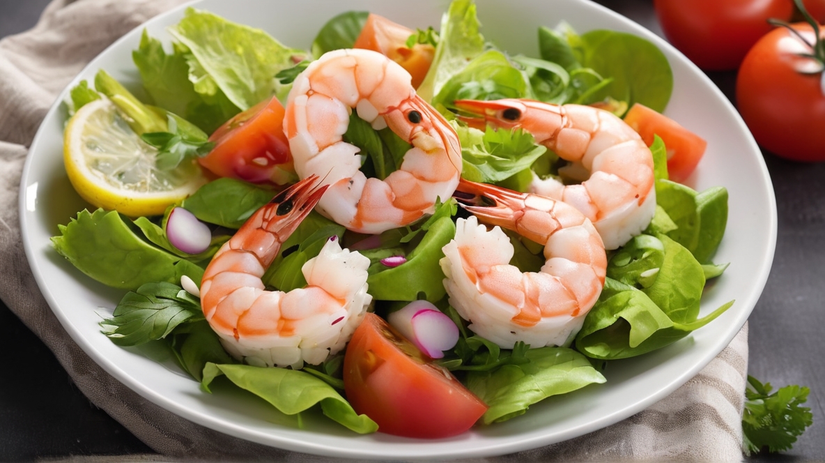 Shrimps Scampi Meeresfrucht Salat Fisch Gesund